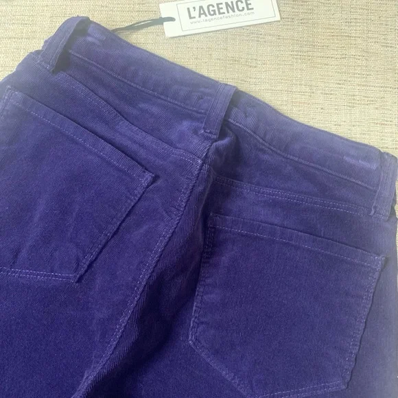 NWT L’AGENCE Sada Crop Slim Corduroy Pants in Navy, Size 25 - Picture 6 of 6